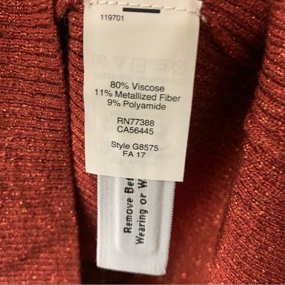 NWT Madewell Evening Sparkle Burnt Orange Ribbed Sweater Short Sleeve Top Small - Picture 13 of 13
